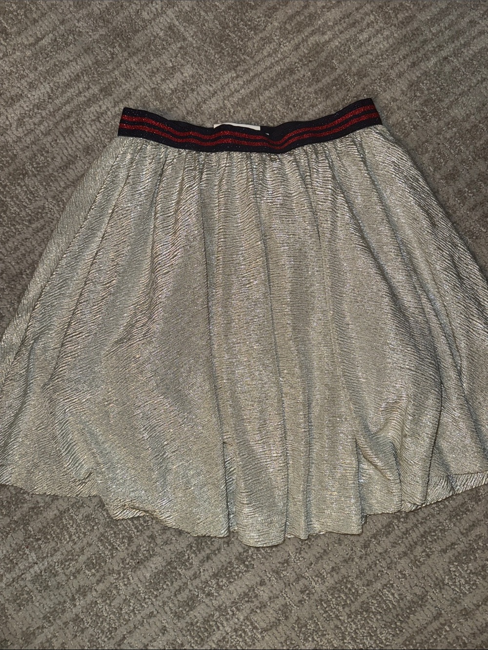 Mini Boden Girls 11-12 Sparkle Skirt silver patriotic red blue band dressy 4th